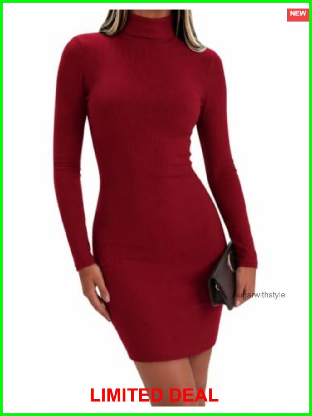 Sweater Dress Long Sleeve Turtleneck Ribbed Mini Bodycon Fall Dress